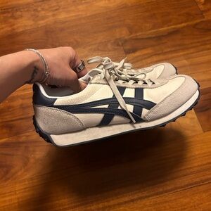 Onitsuka Tiger by Asics Cream and Navy Sneakers Men 4.5 Women 6